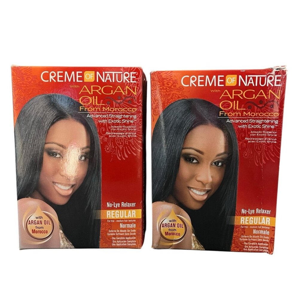2 Creme of Nature Argan Oil No Lye Relaxer Regular for Fine  Medium Hair Texture